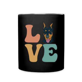 Dobermann Hund - Tasse einfarbig - Schwarz - Vorne