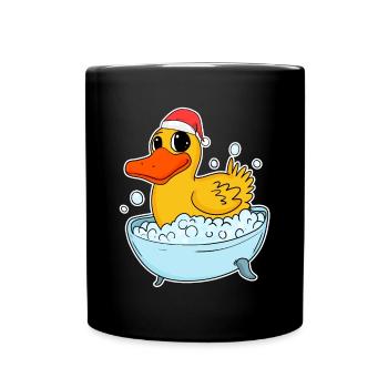 Badeente Ente Weihnachten - Tasse einfarbig - Schwarz - Vorne