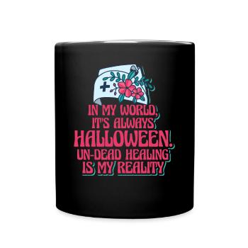Krankenschwester Halloween Party Gag - Tasse einfarbig - Schwarz - Vorne