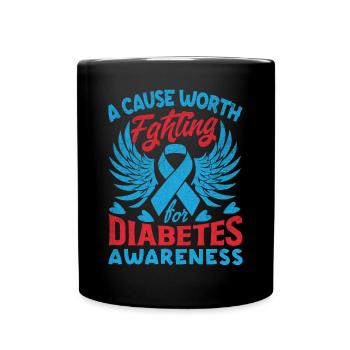 Zusammen Gegen Diabetes Spruch - Tasse einfarbig - Schwarz - Vorne
