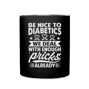 Zusammen Gegen Diabetes Spruch - Tasse einfarbig - Schwarz - Vorne