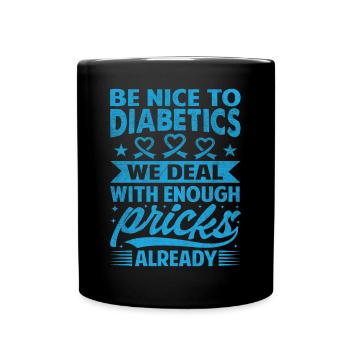 Zusammen Gegen Diabetes Spruch - Tasse einfarbig - Schwarz - Vorne
