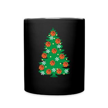 Basketball Christmas Tree Basket Hunter Fest - Full Colour Mug - black - Front