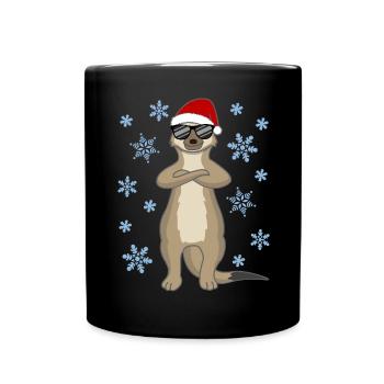 Snowy Santa Sloth – Winter Sloth Design - Full Colour Mug - black - Front