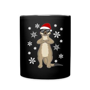 Snowy Santa Sloth – Winter Sloth Design - Full Colour Mug - black - Front