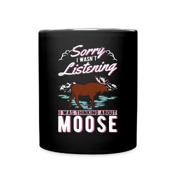 Moose Gift Elk Antlers Scandinavia - Full Colour Mug - black - Front