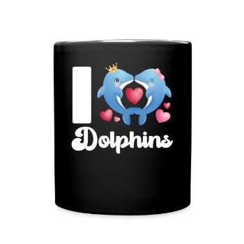 Dolphin Heart I Love Dolphins - Full Colour Mug - black - Front