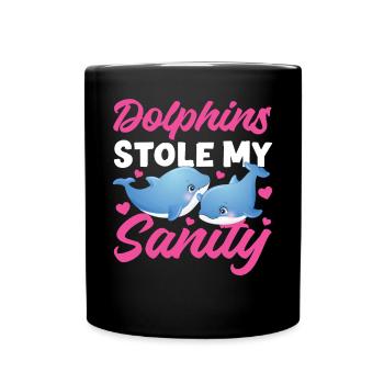 Dolphin Dolphins Stole My Sanity - Full Colour Mug - black - Front