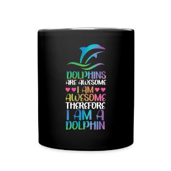 Dolphin Watercolor Dolphins Are - Tasse einfarbig - Schwarz - Vorne