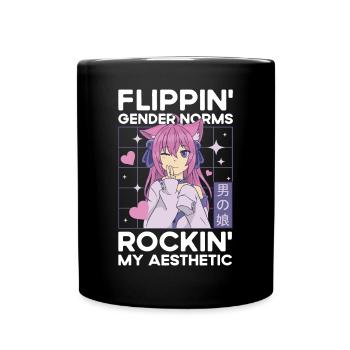 Crossdressing Crossdresser MTF Anime - Full Colour Mug - black - Front