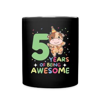 Vache pour les enfants de 5 ans - Mug uni - noir - Devant