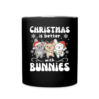 Weihnachten ist besser mit Hasen - Tasse einfarbig - Schwarz - Vorne
