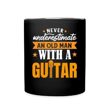 Never underestimate an old man with A Guitar - Full Colour Mug - black - Front