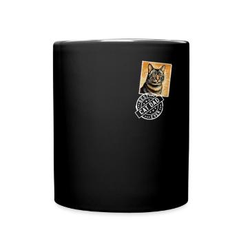Katzen Papa Katze Katzenstempel Katzenväter - Tasse einfarbig - Schwarz - Vorne