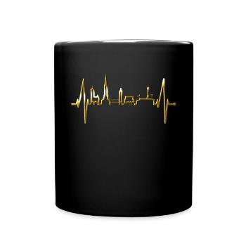 Freiburg im Breisgau Skyline Heartbeat Freiburger - Full Colour Mug - black - Front