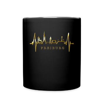 Freiburg im Breisgau Skyline Heartbeat Freiburger - Full Colour Mug - black - Front