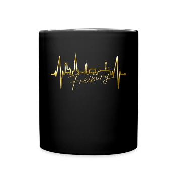 Freiburg im Breisgau Skyline Heartbeat Freiburger - Full Colour Mug - black - Front