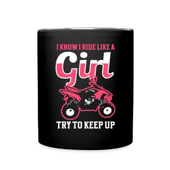 ATV Quad Bike Girl Four-wheel Drive Vehicles - Full Colour Mug - black - Front