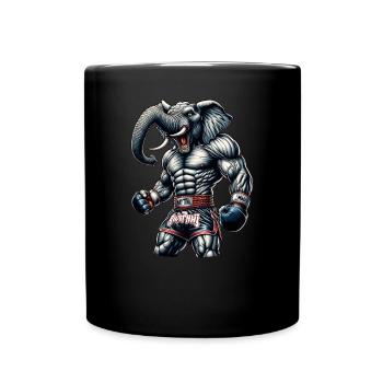 Starker Muay Thai Elefant - Thai Boxen und Kämpfen - Tasse einfarbig - Schwarz - Vorne