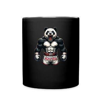 Angry Muay Thai Panda - Thai Boxen und Kämpfen - Tasse einfarbig - Schwarz - Vorne