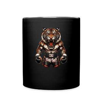 Angry Muay Thai Tiger - Thai Boxen und Kämpfen - Tasse einfarbig - Schwarz - Vorne