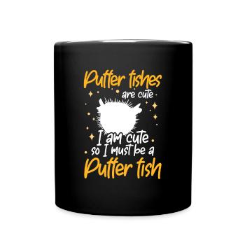 Ich bin ein Kugelfisch Aquaristik Kugelfisch - Tasse einfarbig - Schwarz - Vorne