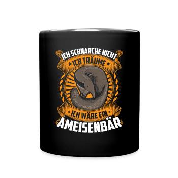 Ich träume von Ameisenbär Ameisenfresser - Tasse einfarbig - Schwarz - Vorne
