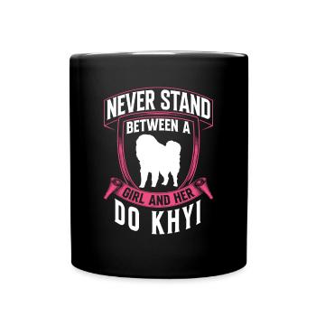 Mädchen mit Do Khyi Tibetanische Dogge - Tasse einfarbig - Schwarz - Vorne