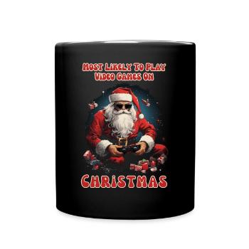 Les plus susceptibles de jouer à des jeux vidéo sur la chemise de Noël - Mug uni - noir - Devant