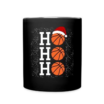 Schneeball trifft Basketball H Weihnachtszauber - Tasse einfarbig - Schwarz - Vorne