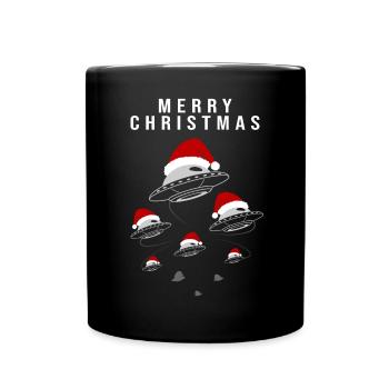 Joyeux Noël UFO Père Noël chapeau Fun - Mug uni - noir - Devant