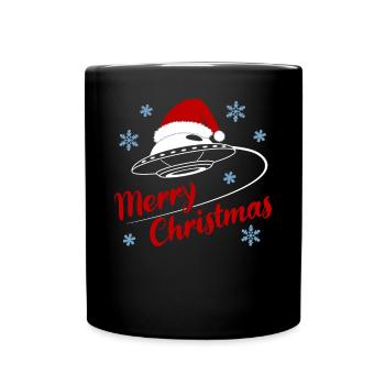Ufo Mütze Frohes Fest Galaktischer Spaß - Tasse einfarbig - Schwarz - Vorne