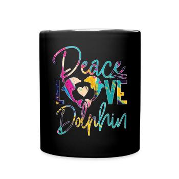 Dolphin Peace Love Dolphin - Tasse einfarbig - Schwarz - Vorne