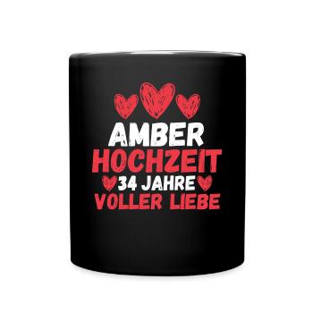 Ehe Amberhochzeit 34 Jahre Verheiratet Hochzeitsta - Tasse einfarbig - Schwarz - Vorne