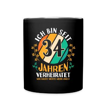 Ehe Amberhochzeit 34 Jahre Verheiratet Hochzeitsta - Tasse einfarbig - Schwarz - Vorne