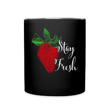 Restez frais Fraises Fruits Fruits Végétarien Végétalien - Mug uni - noir - Devant