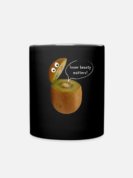 Kiwi Früchte Obst Obstsalat Vegetarier Veganer - Tasse einfarbig - Schwarz