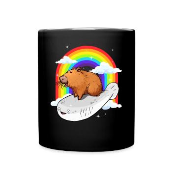 Funny Sacabambaspis Fish Meme Capybara Regenbog - Full Colour Mug - black - Front