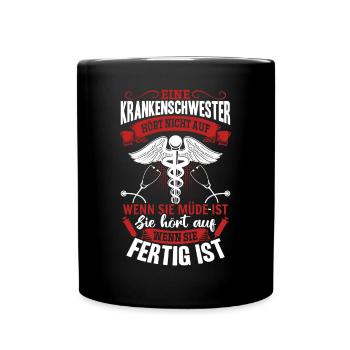 Arzthelferin Krankenhaus Lustiges Krankenschwester - Tasse einfarbig - Schwarz - Vorne