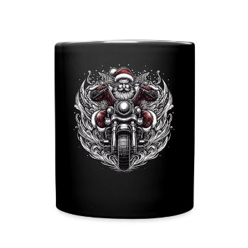 Motorbike Santa Clause Riding home for Christmas - Tasse einfarbig - Schwarz - Vorne