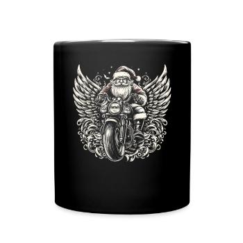 Motorbike Santa Clause Riding home for Christmas - Tasse einfarbig - Schwarz - Vorne