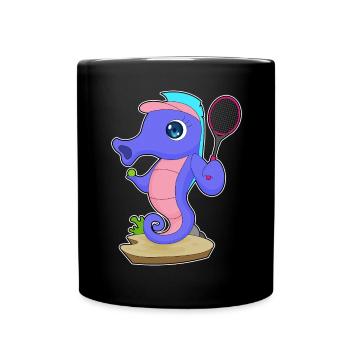 Seepferdchen Tennis Tennisschläger Sport - Tasse einfarbig - Schwarz - Vorne