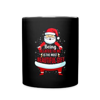Being Related To Me – Funny Santa Claus - Full Colour Mug - black - Front