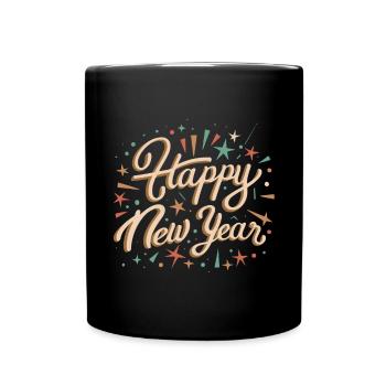 Retro Frohes Neues Jahr 2024 - Tasse einfarbig - Schwarz - Vorne