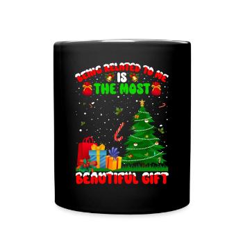 Being Related To Me – Lustiger Weihnachtsspruch - Tasse einfarbig - Schwarz - Vorne