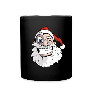 Père Noël de dessin animé cool - Mug uni - noir - Devant