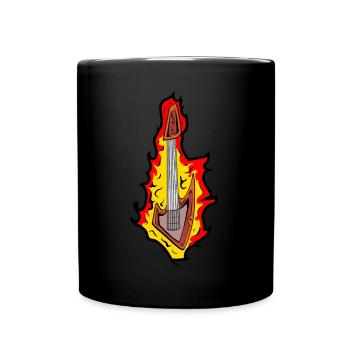 Coole brennende Gitarre - Tasse einfarbig - Schwarz - Vorne