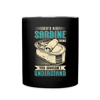 Sardine atlantische europäische Sardinen Geschenk - Tasse einfarbig - Schwarz - Vorne