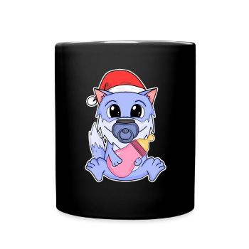 Wolf Baby Christmas - Full Colour Mug - black - Front