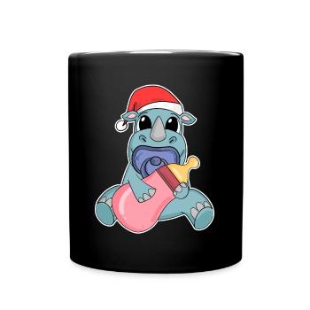 Rhinocéros Bébé Noël - Mug uni - noir - Devant